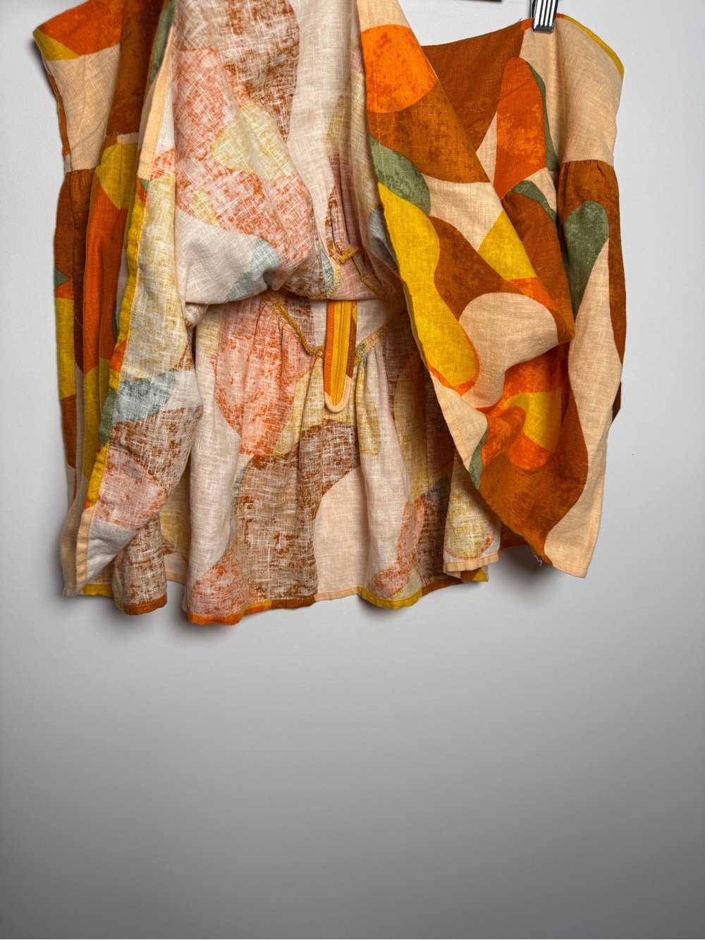 Fe Noel x Target Mini Skirt Size 16 Abstract Orange Yellow  55% Linen 45% rayon - Picture 5 of 8